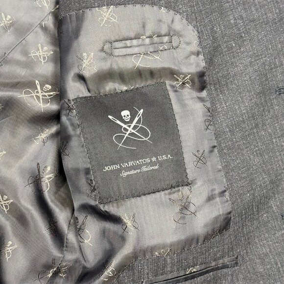 John Varvatos USA Blazer Signature Tailored Cotton Sport Coat Textured Grey 42R - Picture 9 of 10